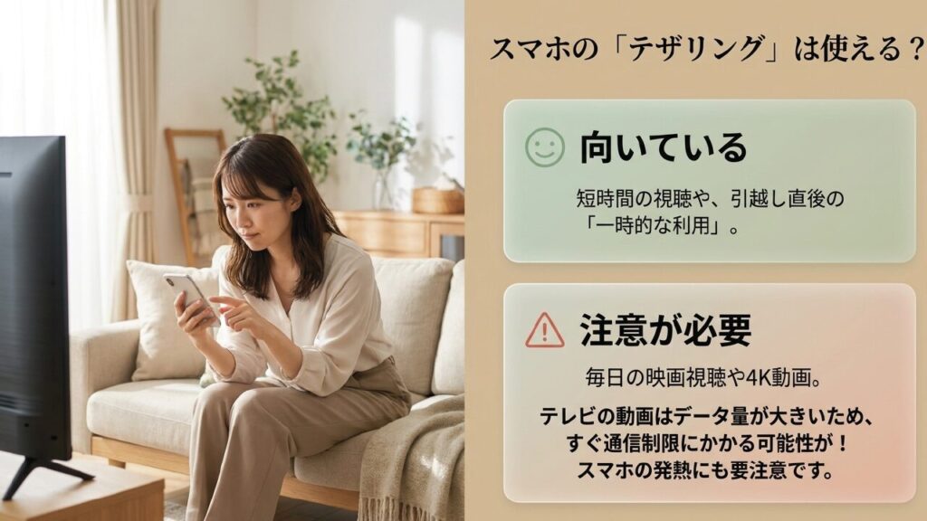 スマホのテザリングを使ったテレビ接続が向いているケースと注意点