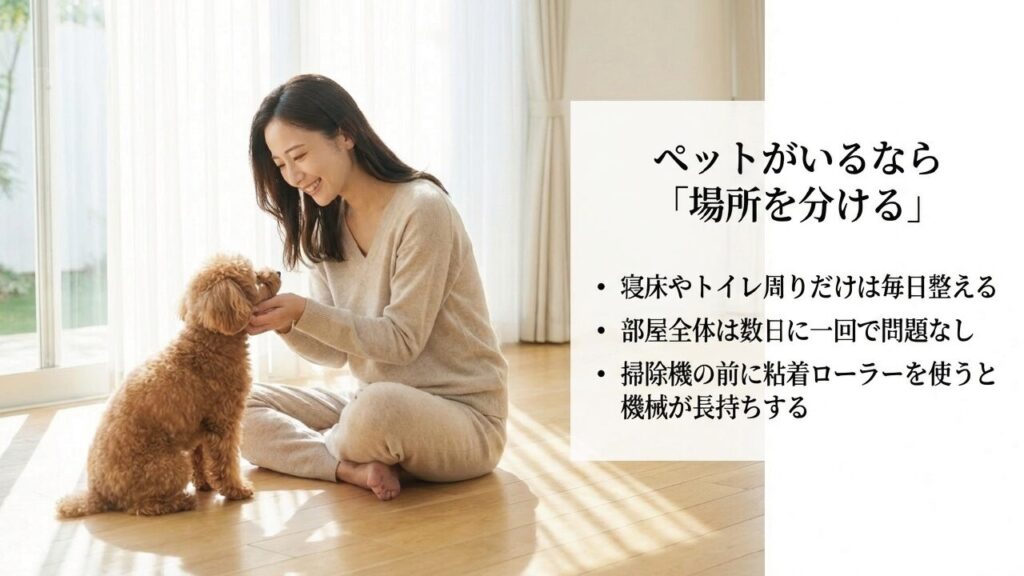 ペットがいる家の掃除は場所を分けて優先順位をつける