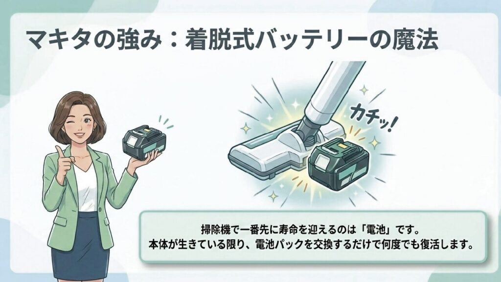 マキタの強みである着脱式バッテリーのメリット