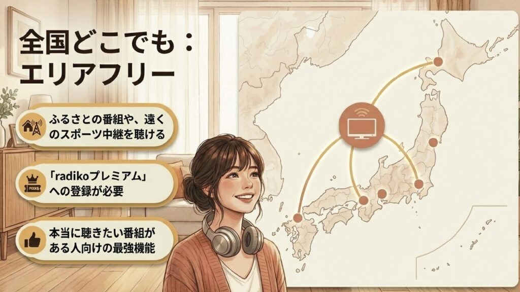 radikoプレミアムのエリアフリー機能の解説