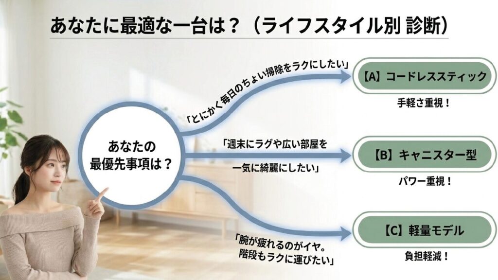 ライフスタイル別おすすめ掃除機診断
