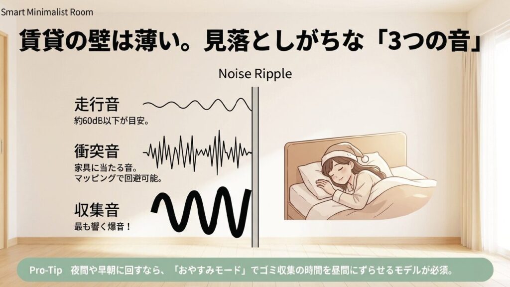 賃貸アパートで見落としがちなロボット掃除機の3つの音（走行音・衝突音・収集音）