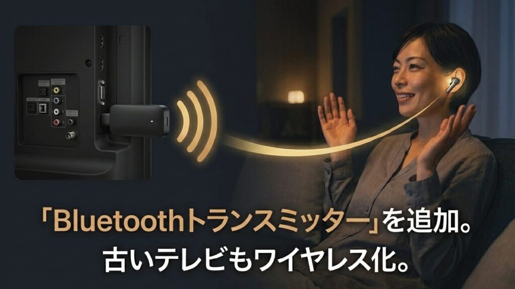 古いテレビをワイヤレス化するBluetoothトランスミッター