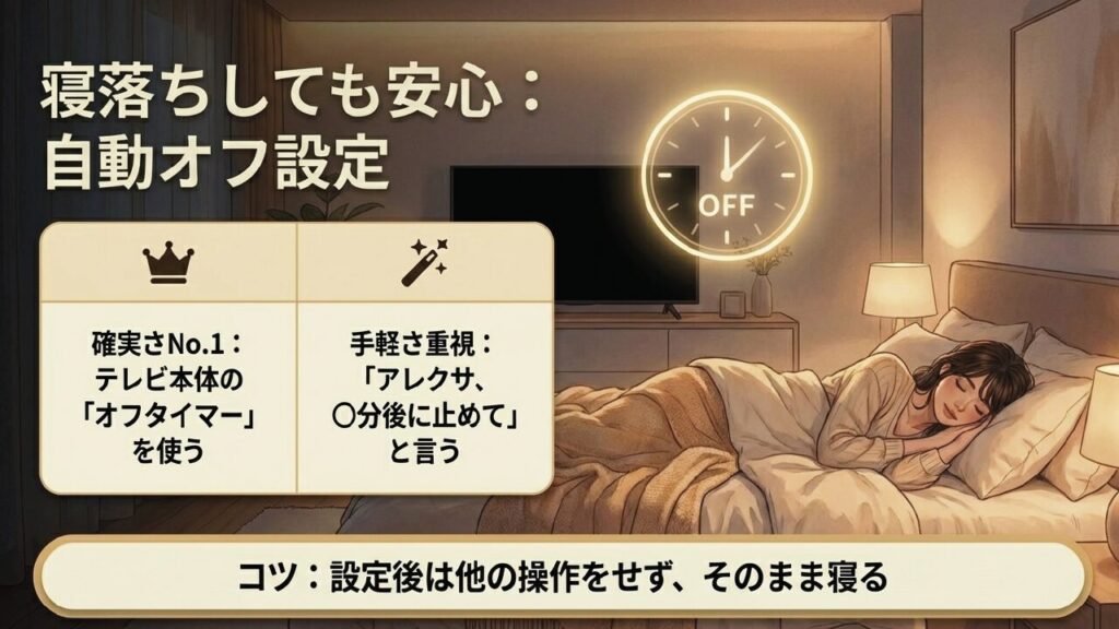 テレビのオフタイマーとAlexaの停止予約の比較