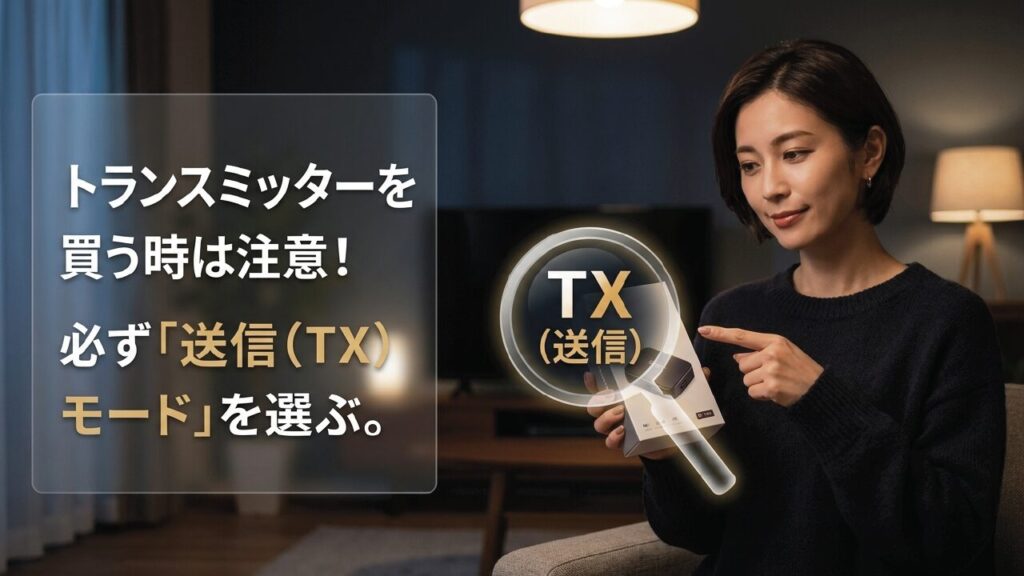 トランスミッター購入時は必ず送信（TX）モードを選ぶことの注意喚起
