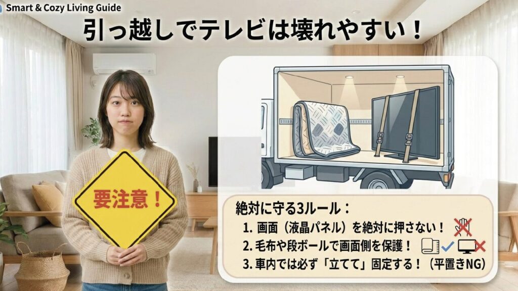 引っ越しでテレビを運ぶ時に絶対に守るべき3つのルール