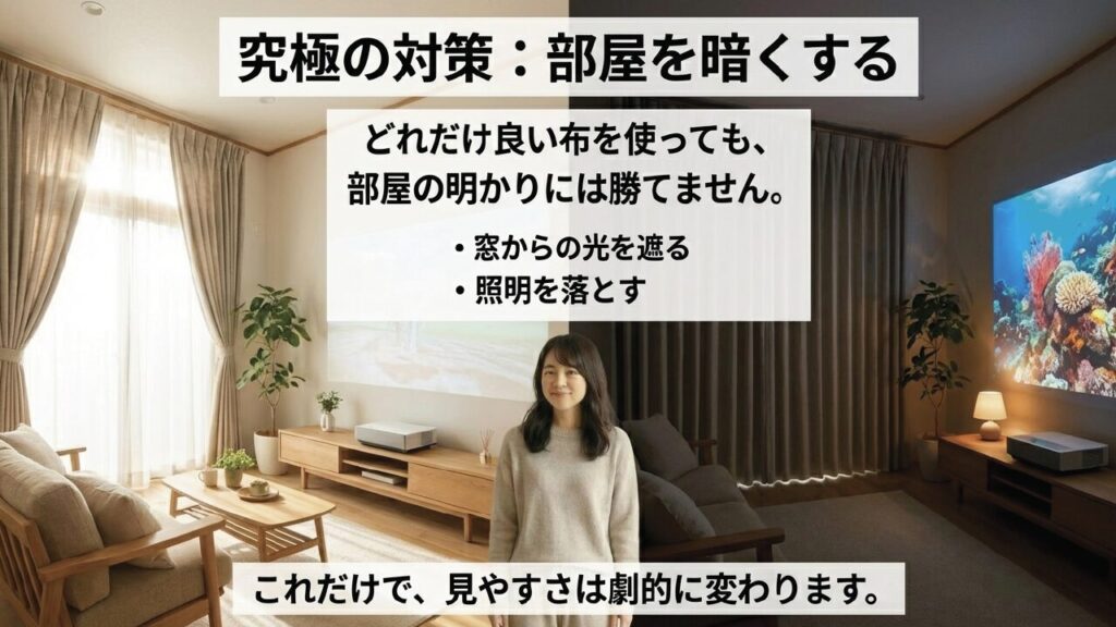 明るい部屋で映らない原因