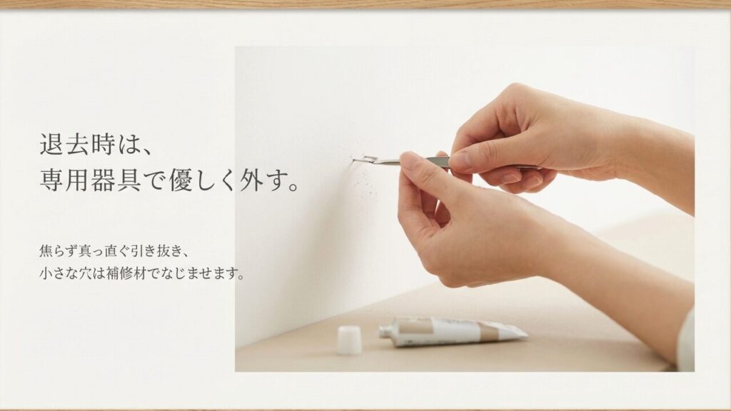 退去時は専用器具で優しく外す