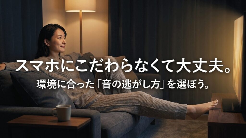 スマホにこだわらず環境に合った音の逃がし方を選ぼうというまとめ