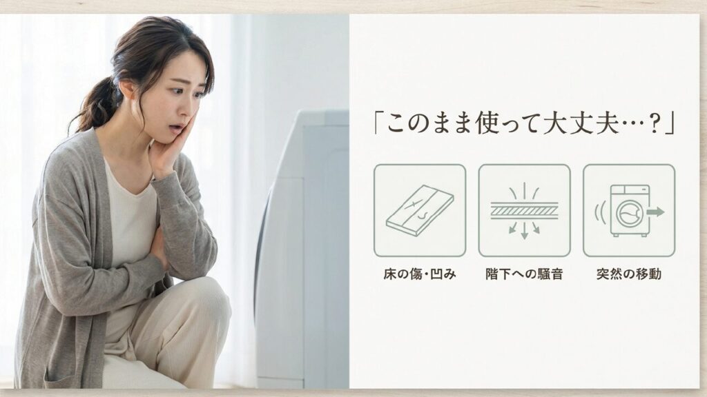 洗濯機をこのまま使って大丈夫か不安なときに確認したい床の傷や階下への騒音や突然の移動リスク