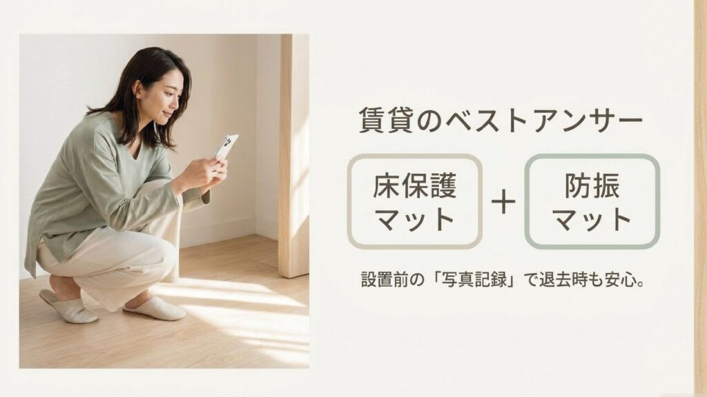 賃貸で洗濯機の床傷や凹みを防ぐために床保護マットと防振マットを組み合わせる対策