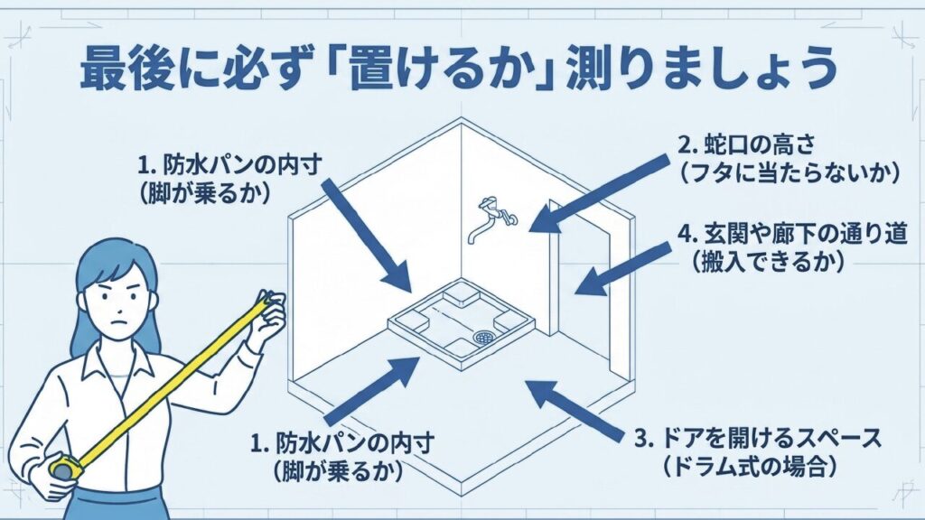 洗濯機を購入する前の設置スペースと搬入経路の確認