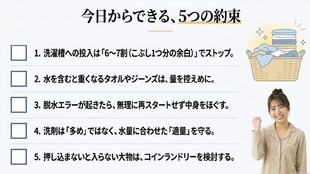 洗濯のぎゅうぎゅう詰めを防ぐ今日からできる5つの約束