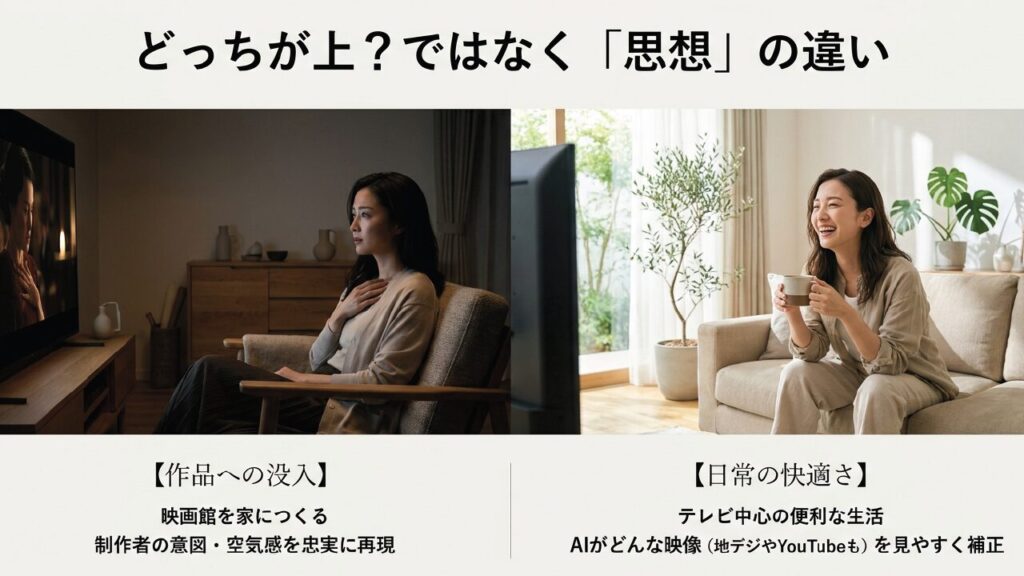BRAVIAとREGZAの思想の違い:作品への没入か日常の快適さか BRAVIAとREGZAの思想の違い:作品への没入か日常の快適さか