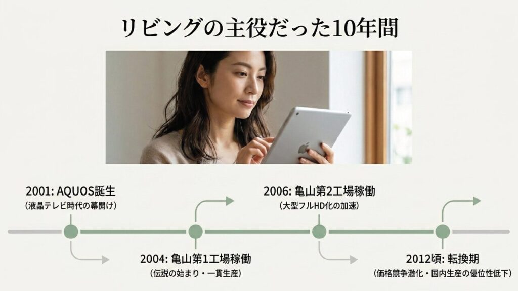 AQUOS世界の亀山モデルの歴史年表（2001年誕生から2012年の転換期まで）