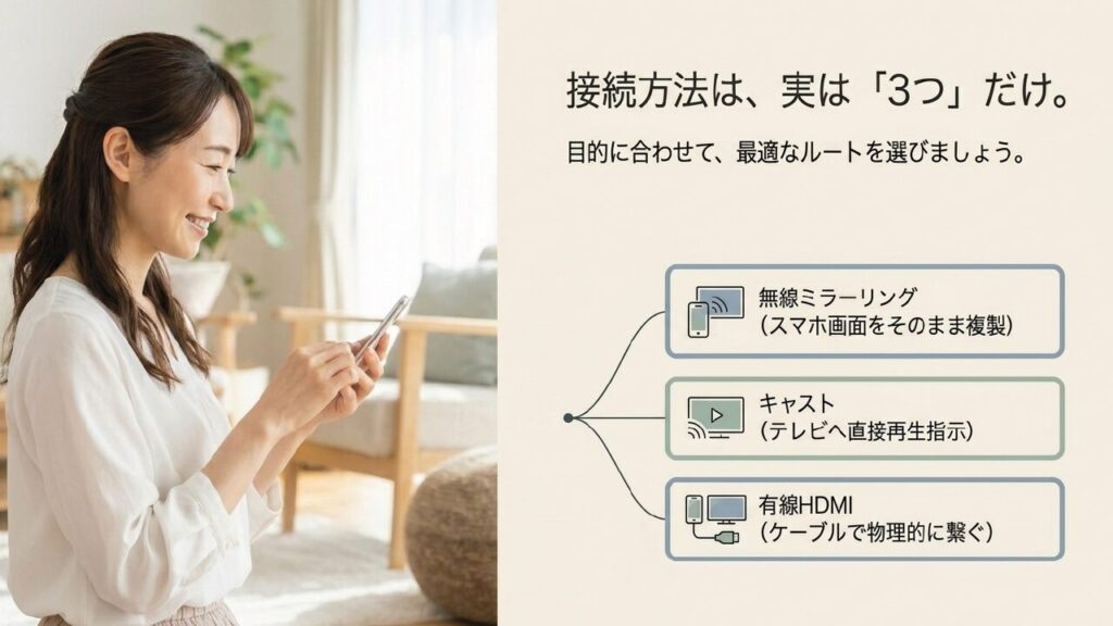 REGZAとスマホの3つの接続方法