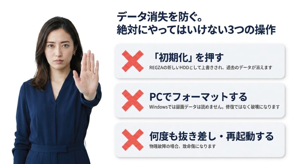 データ消失を防ぐために絶対にやってはいけない3つの操作