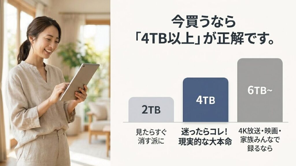 外付けHDDのおすすめ容量は4TB以上が現実的な大本命