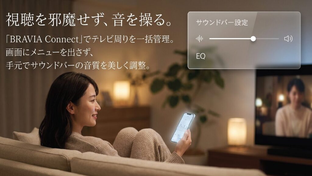 視聴を邪魔せずに手元でサウンドバーの音質を調整できるBRAVIA Connect