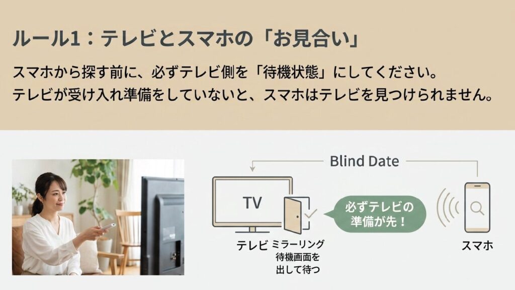 テレビのミラーリング待機画面を先に出す