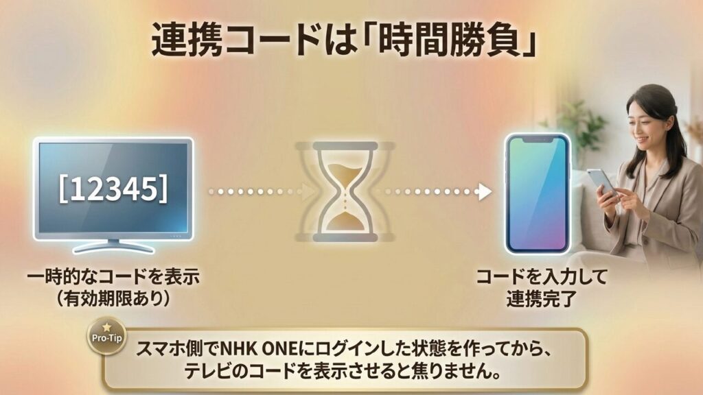 連携コードは有効期限がある時間勝負。スマホ側でログインした状態を作っておく