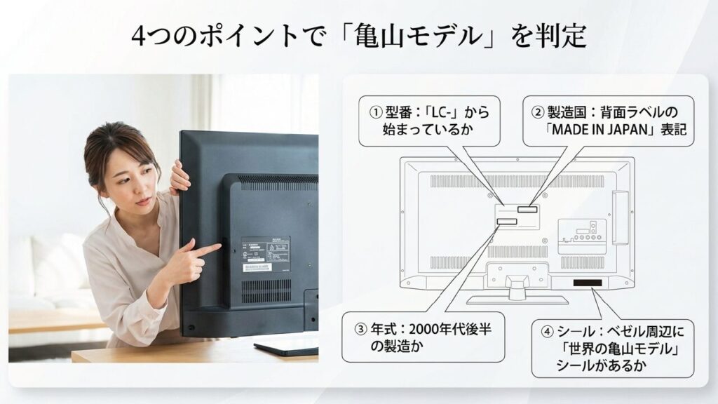 型番、製造国、年式、シールでAQUOS世界の亀山モデルを見分ける4つのポイント