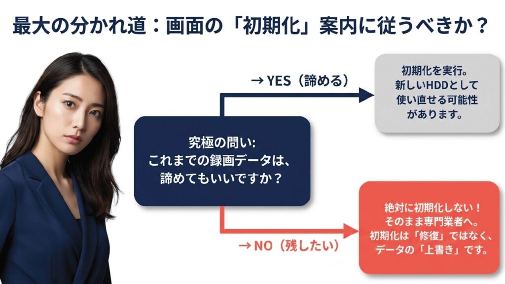 初期化案内に従うべきかどうかの判断基準