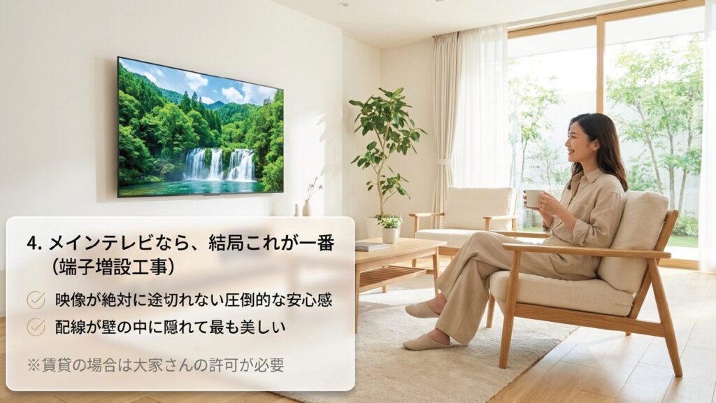 メインテレビなら映像が途切れず美しい端子増設工事がおすすめ