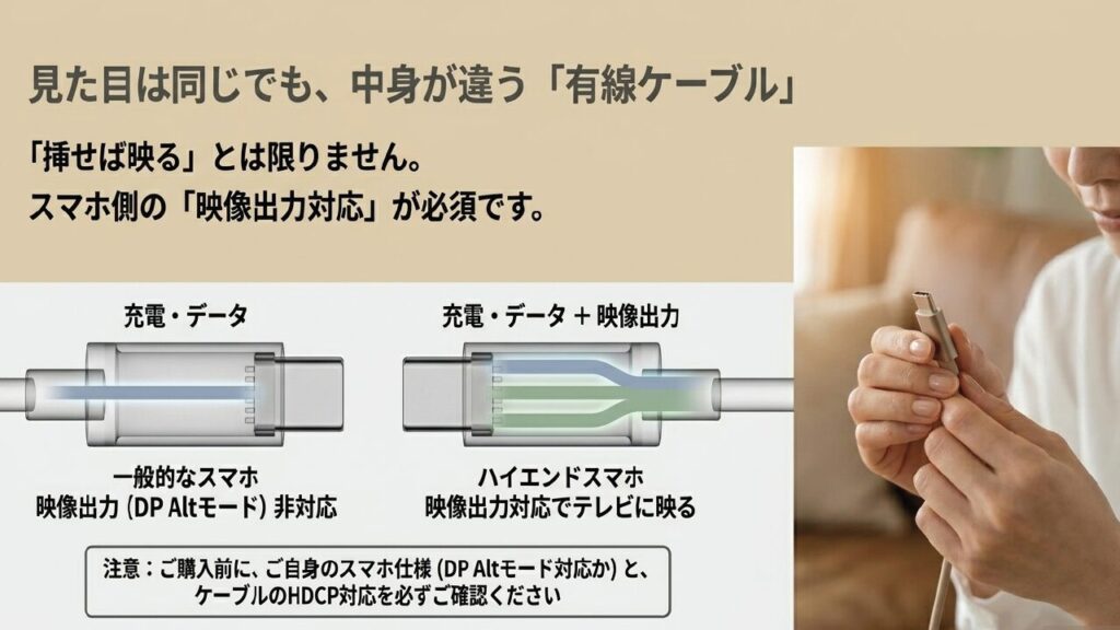 スマホの映像出力対応（DP Altモード）