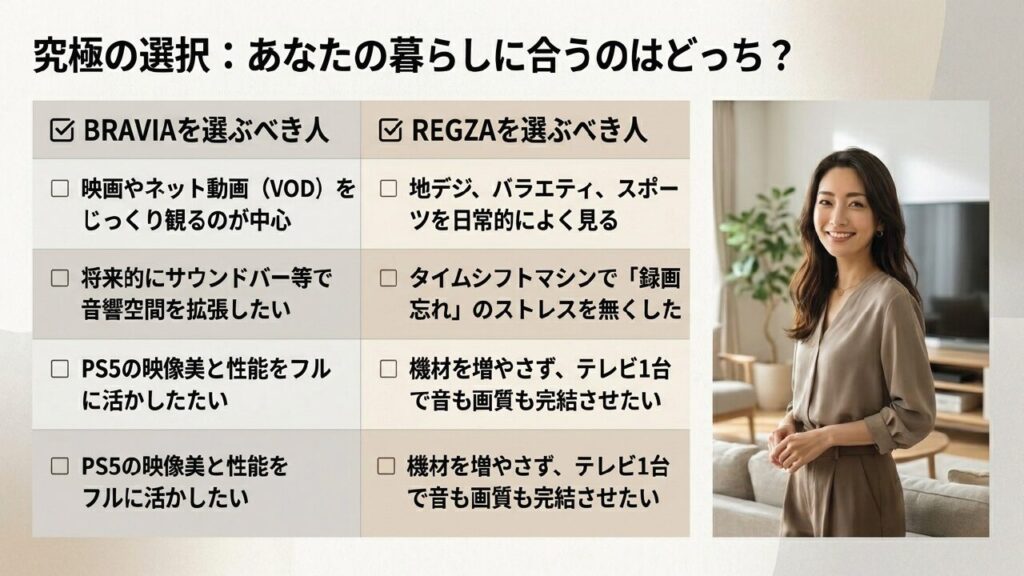 究極の選択:あなたの暮らしに合うテレビはどっち?チェックリスト 究極の選択:あなたの暮らしに合うテレビはどっち?チェックリスト