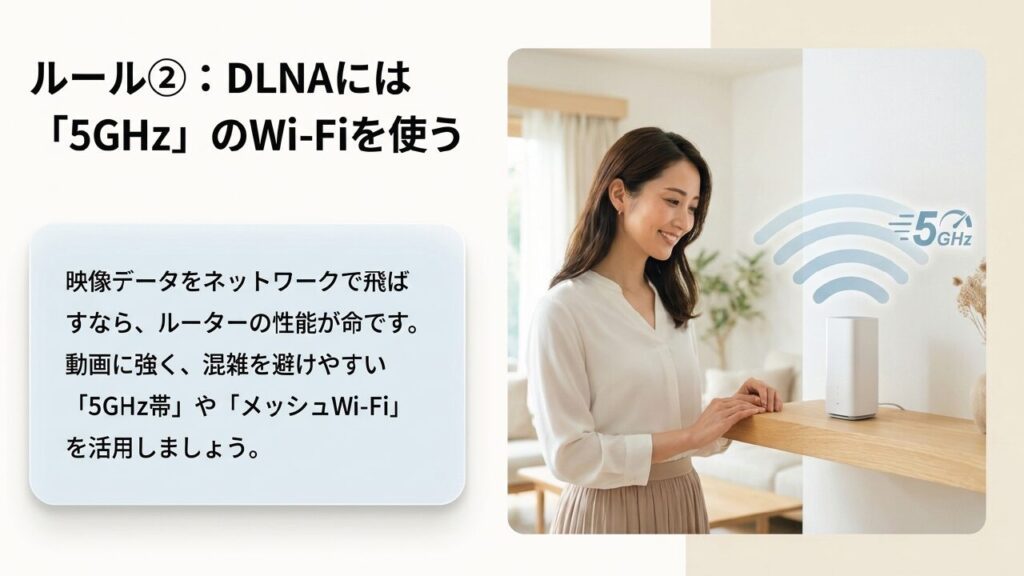 DLNAのネットワーク視聴には通信が安定する5GHz帯のWi-Fiルーターが重要