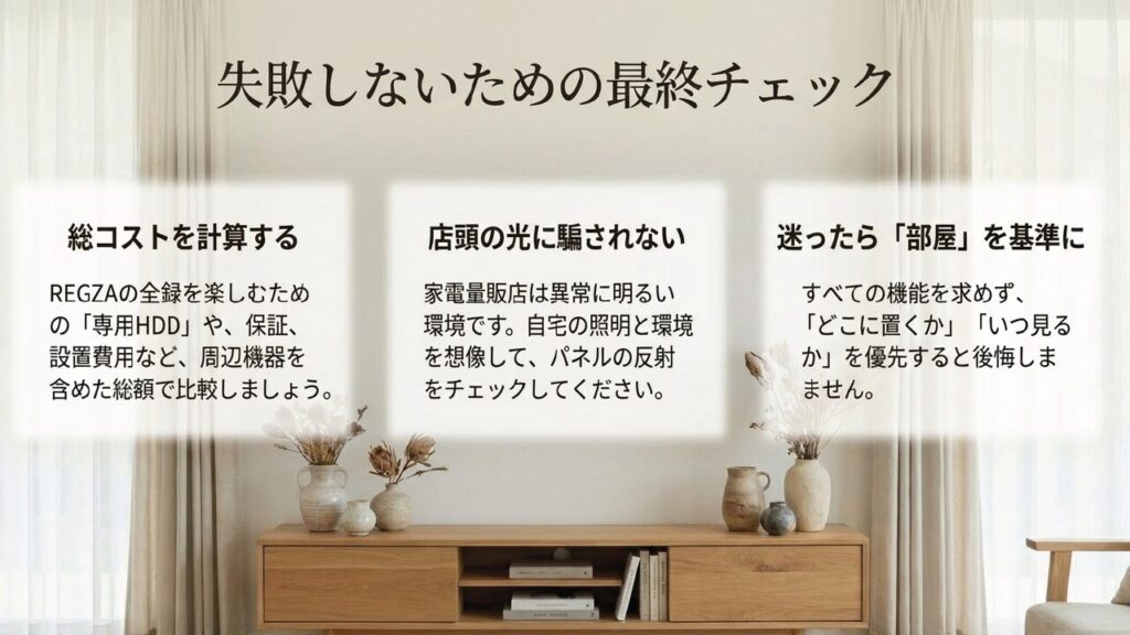 購入前の最終確認 テレビ購入で失敗しないための総コストや環境の最終チェックポイント