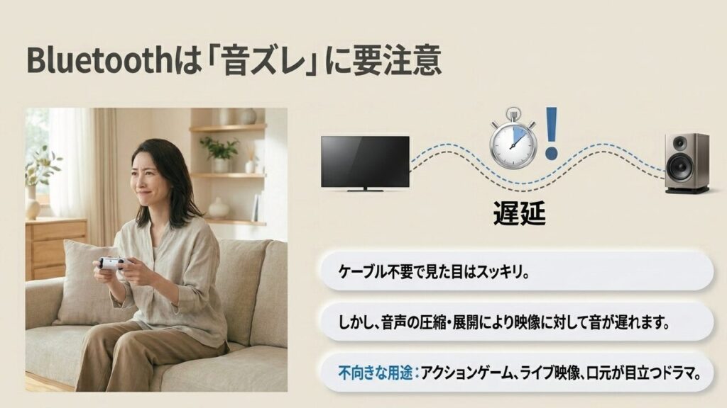 Bluetooth接続時の音声遅延（音ズレ）に関する注意点