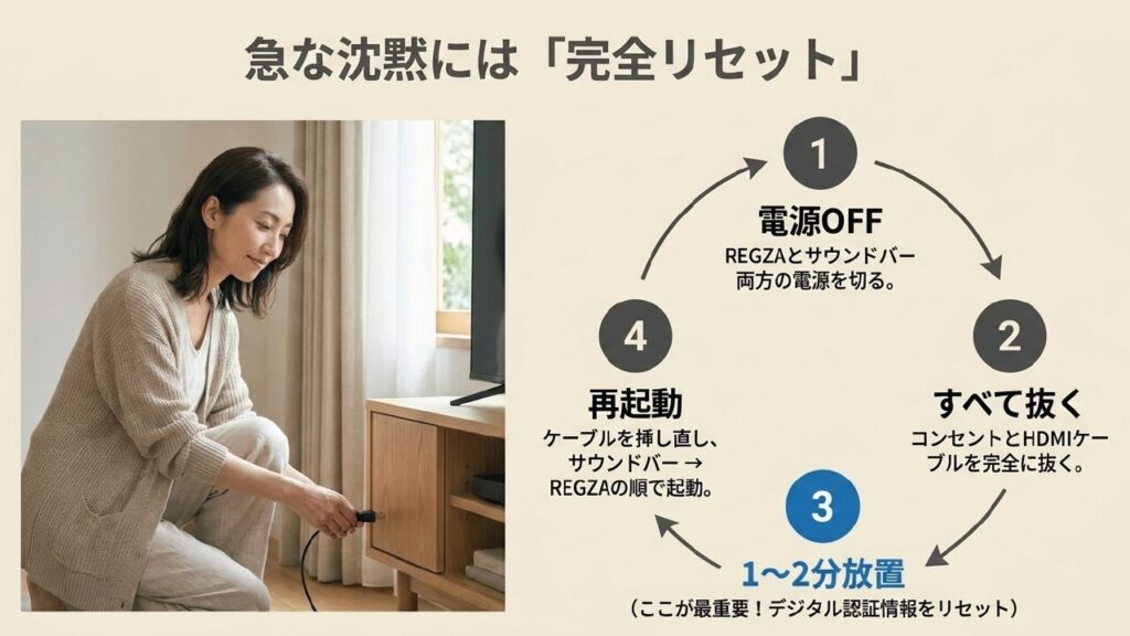 機器の不調を改善するHDMI完全リセット（放電）の4ステップ