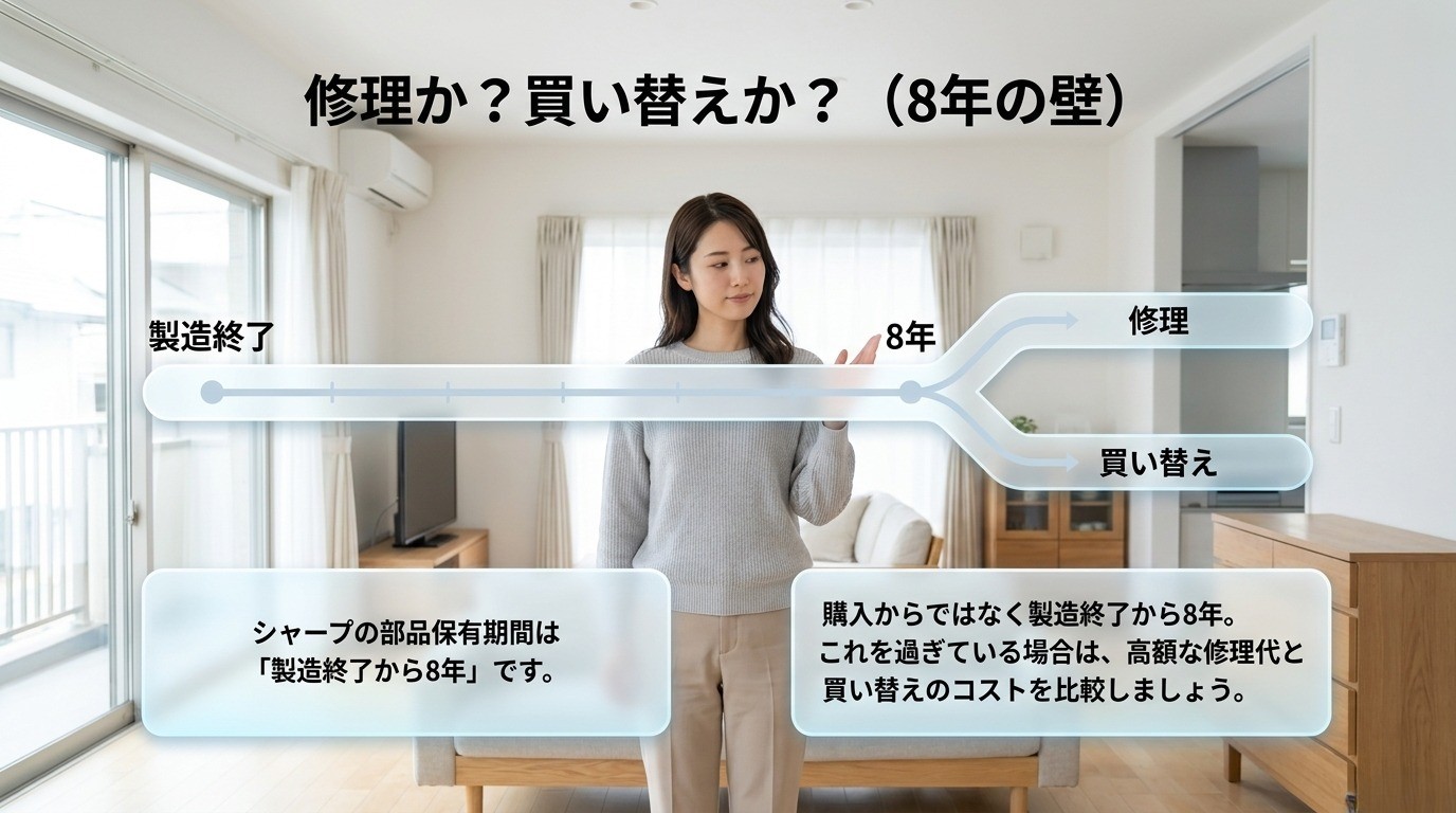 AQUOSテレビの製造打ち切り後8年を目安に修理と買い替えを比較する判断