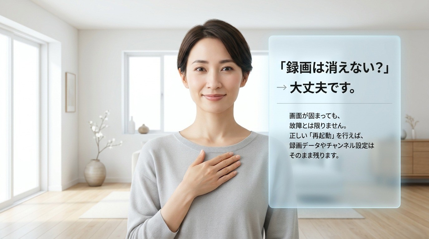 AQUOSテレビの再起動では録画データやチャンネル設定が基本的に残る説明
