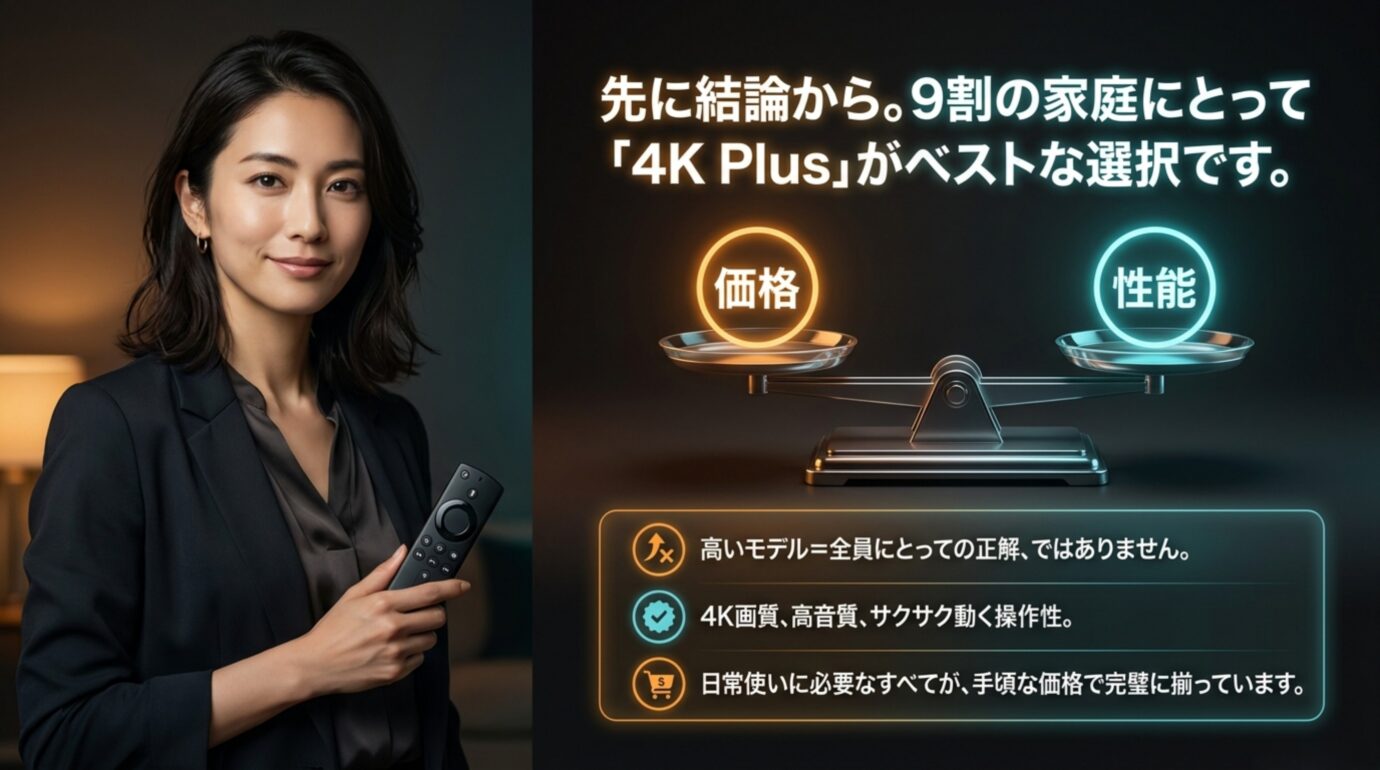 価格と性能のバランスからFire TV Stick 4K Plusが多くの家庭に向く理由