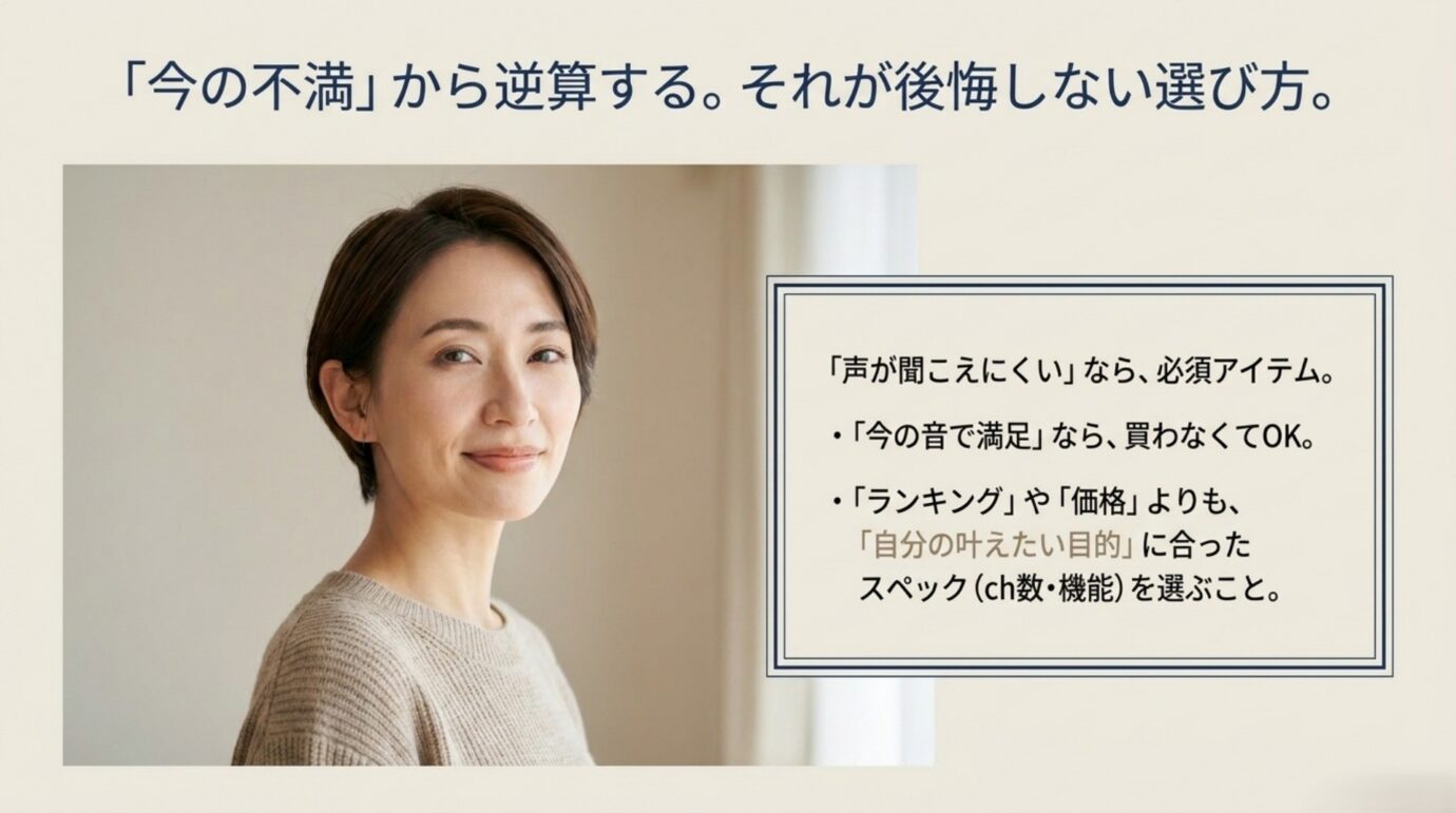テレビ音声の不満からサウンドバーの必要性と機能を判断するポイント