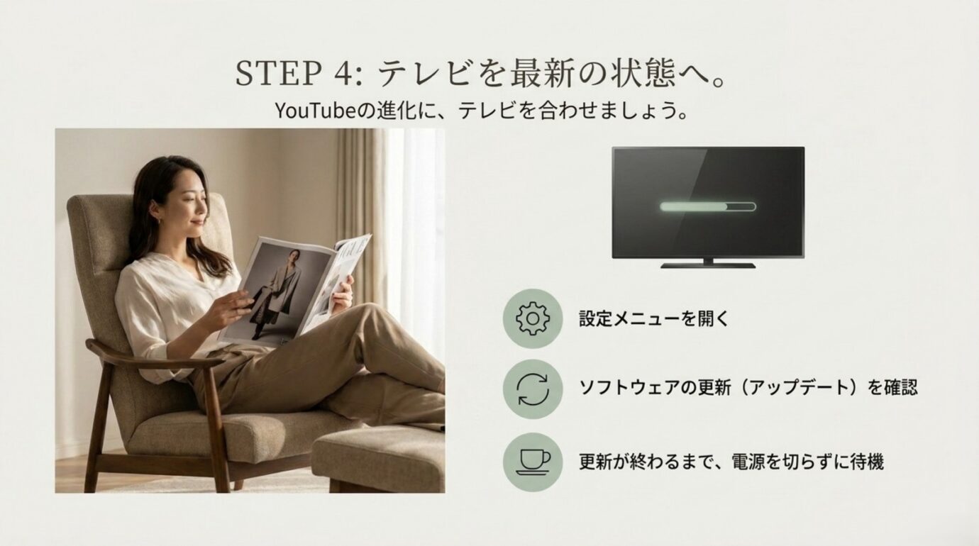 VIERAのソフトウェアを更新する方法 VIERAの設定メニューからソフトウェア更新を確認する手順