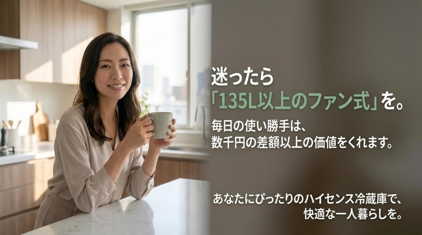 一人暮らしのハイセンス冷蔵庫で迷ったら135L以上のファン式がおすすめという選び方