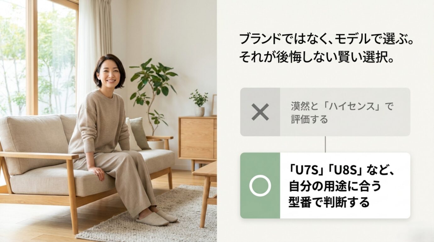 ハイセンスというブランド名ではなくU7SやU8Sなど用途に合うモデルで選ぶ考え方