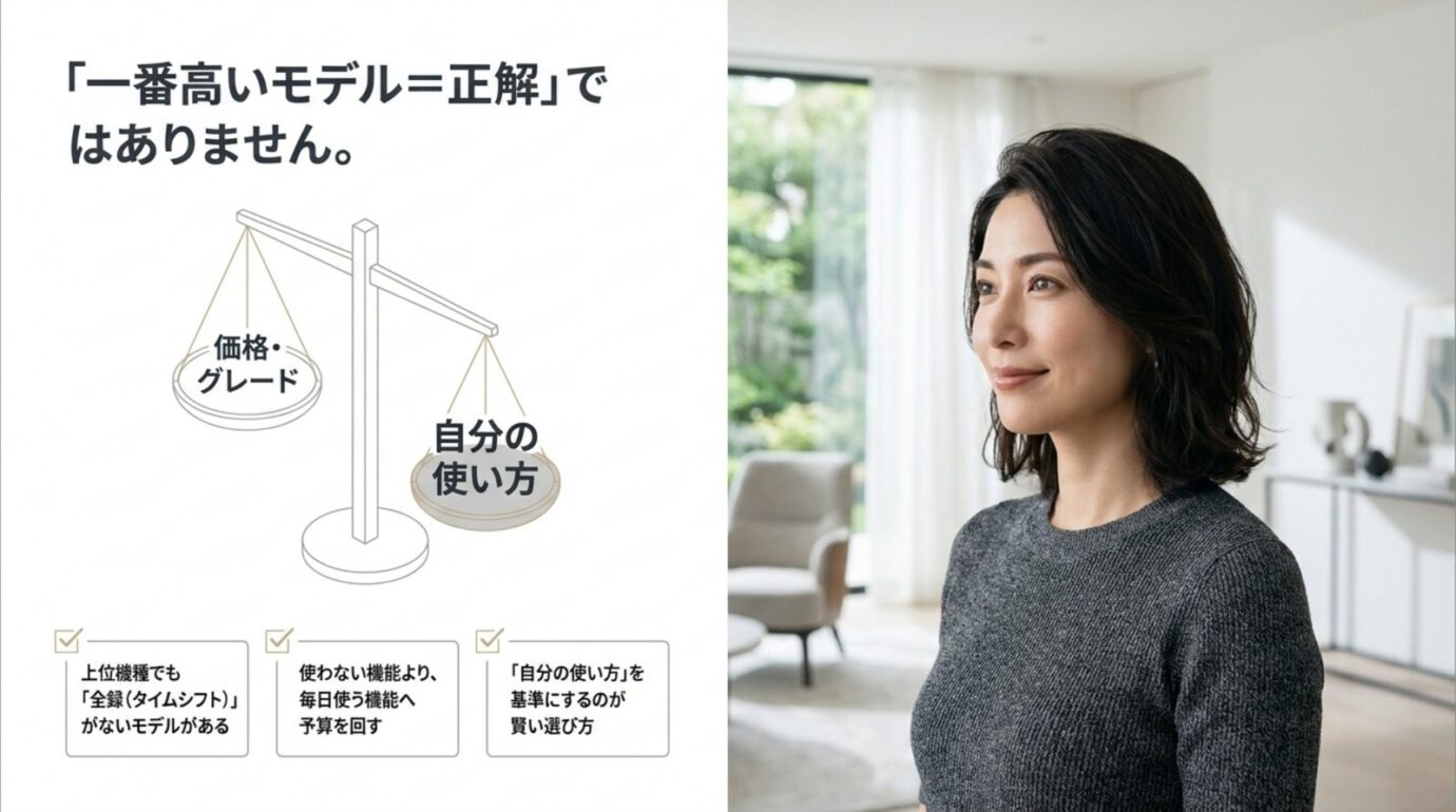 REGZA選びでは価格やグレードより自分の使い方を基準にすることを示した図