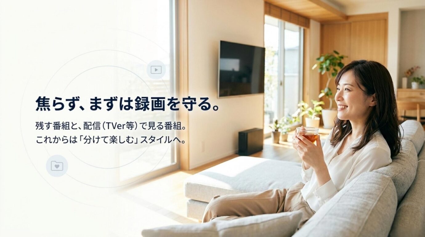 REGZAレコーダー故障時は録画を守る REGZAレコーダー故障時に焦らず録画データを守り配信サービスも使い分ける考え方を示すスライド