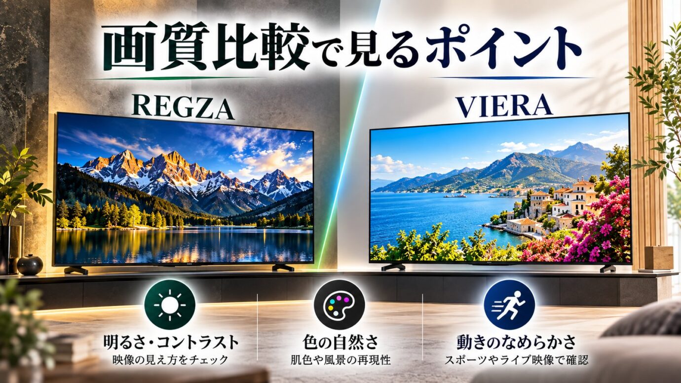 REGZAとビエラの画質を明るさ・色・動きで比較するポイント