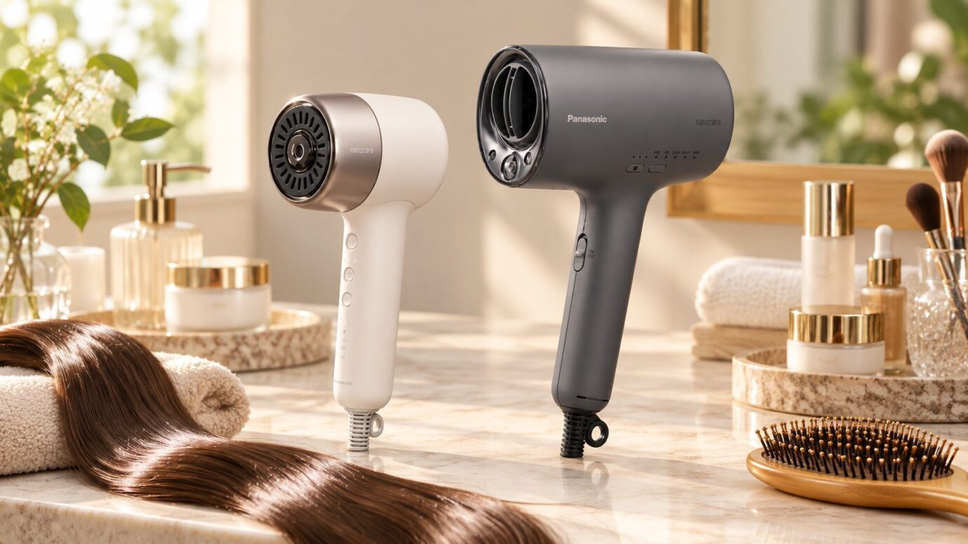 EH-NB70とEH-NA0Kを髪のツヤとともに比較するヘアケアイメージ