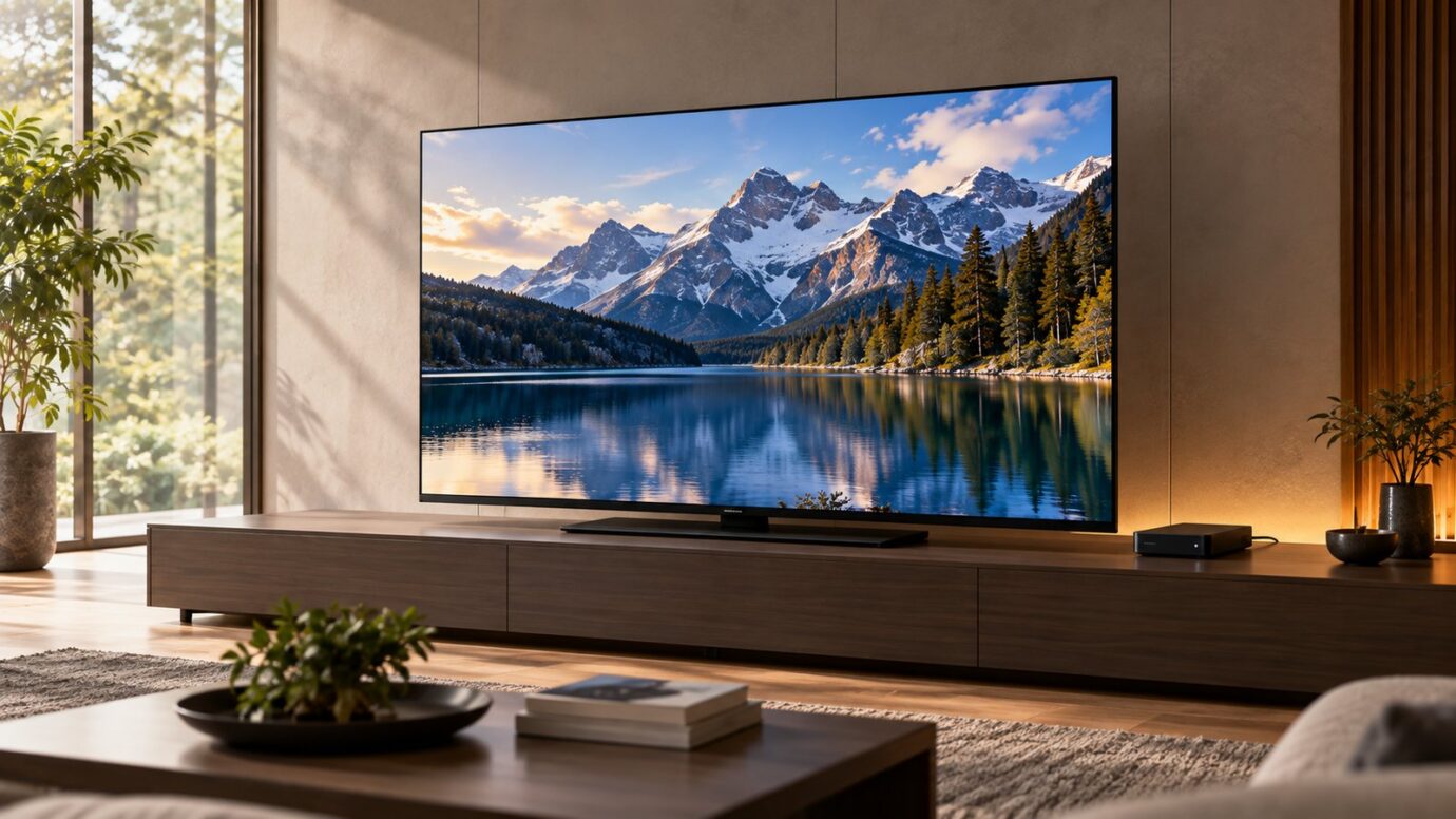 REGZA有機ELテレビと録画用機器を設置したリビングのイメージ