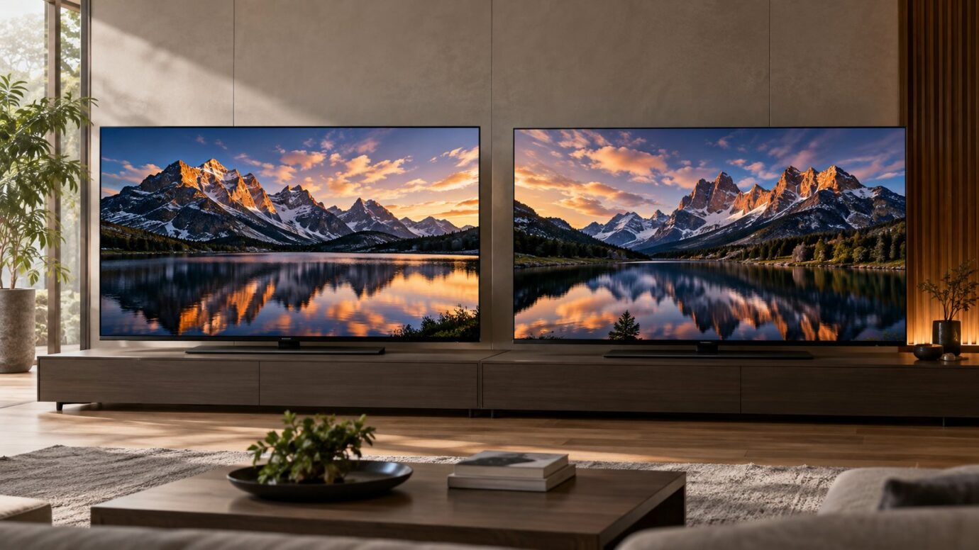 REGZA X990SとX9900Rを比較する有機ELテレビ2台のイメージ
